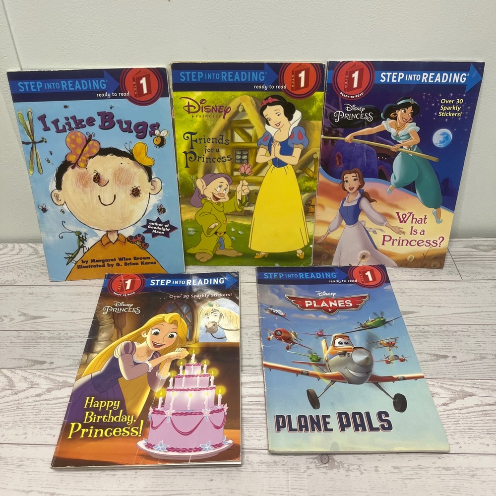 Step Into Reading Level 1 Book Lot Disney Princess Planes I Like Bugs 5 Books